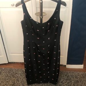 Silk Laundry by Shelli Segal Black Sleeveless Floral-Embroidered Dress